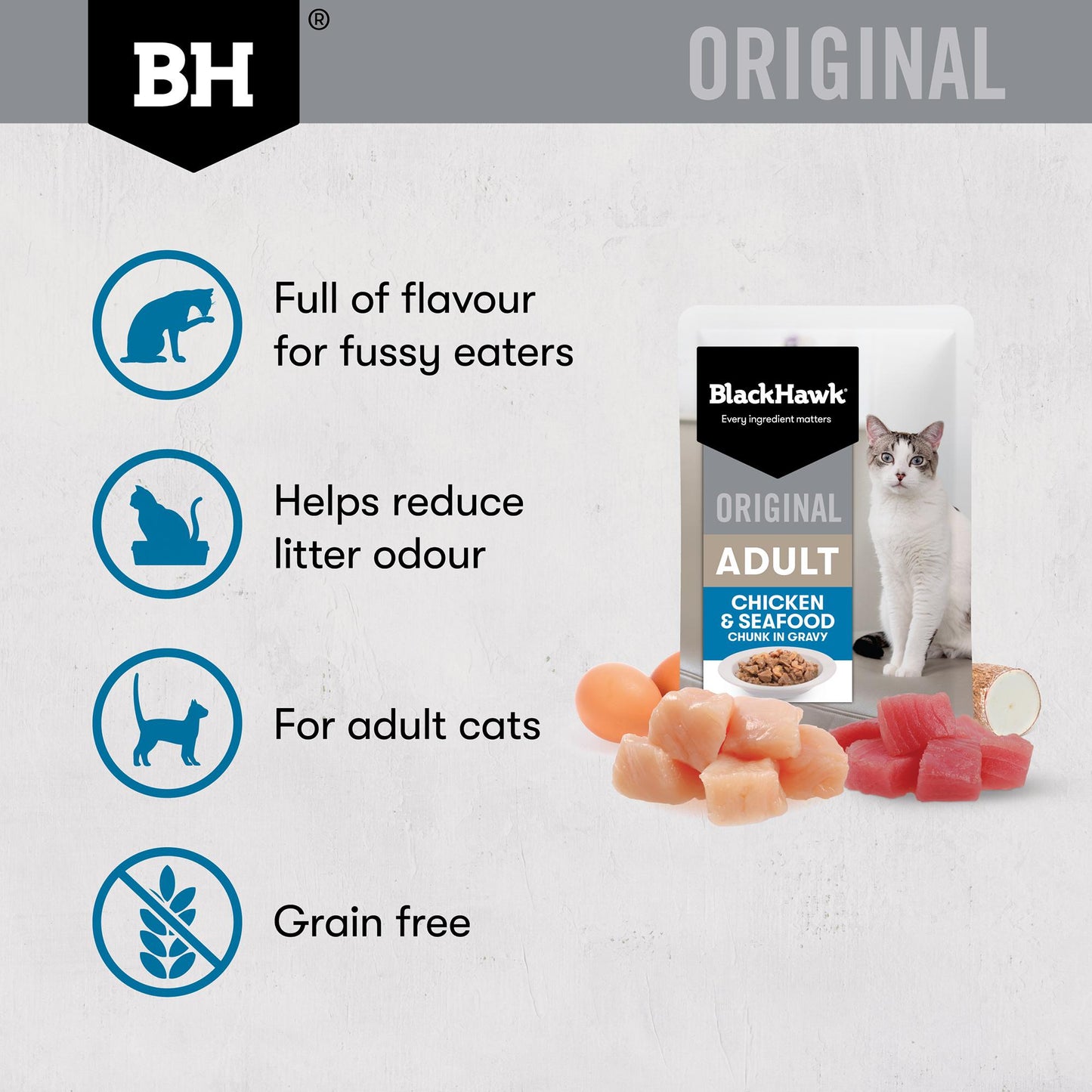Black Hawk Original Chicken & Seafood in Gravy Wet Cat Food