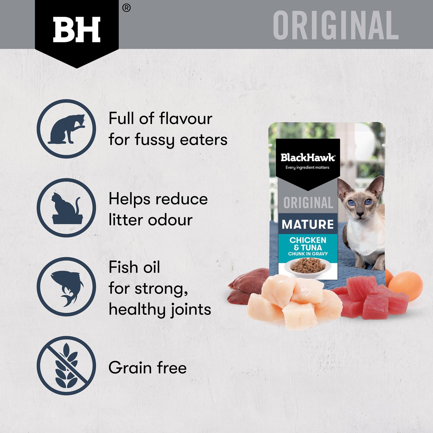 Black Hawk Original Mature 7+ Chicken & Tuna in Gravy Wet Cat Food