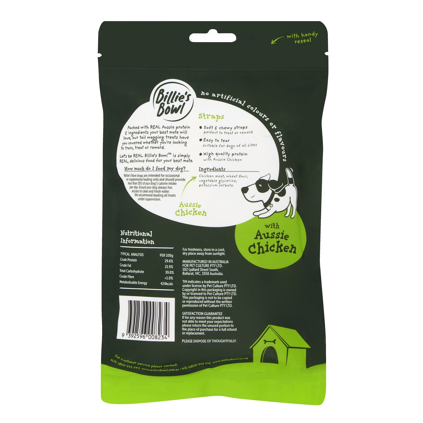 Billie’s Bowl Aussie Chicken Straps Dog Treats