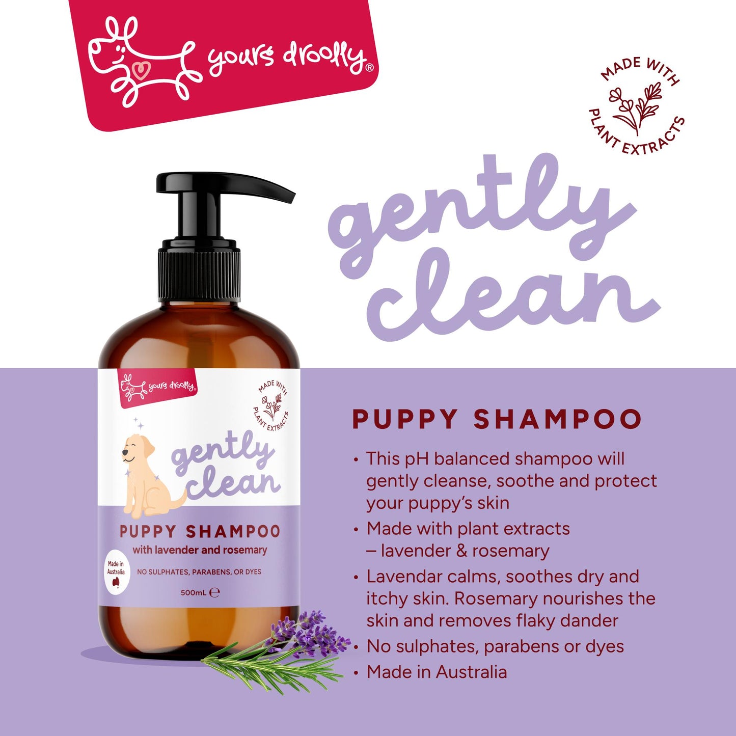 Yours Droolly Gentle Clean Puppy Shampoo Lavendar