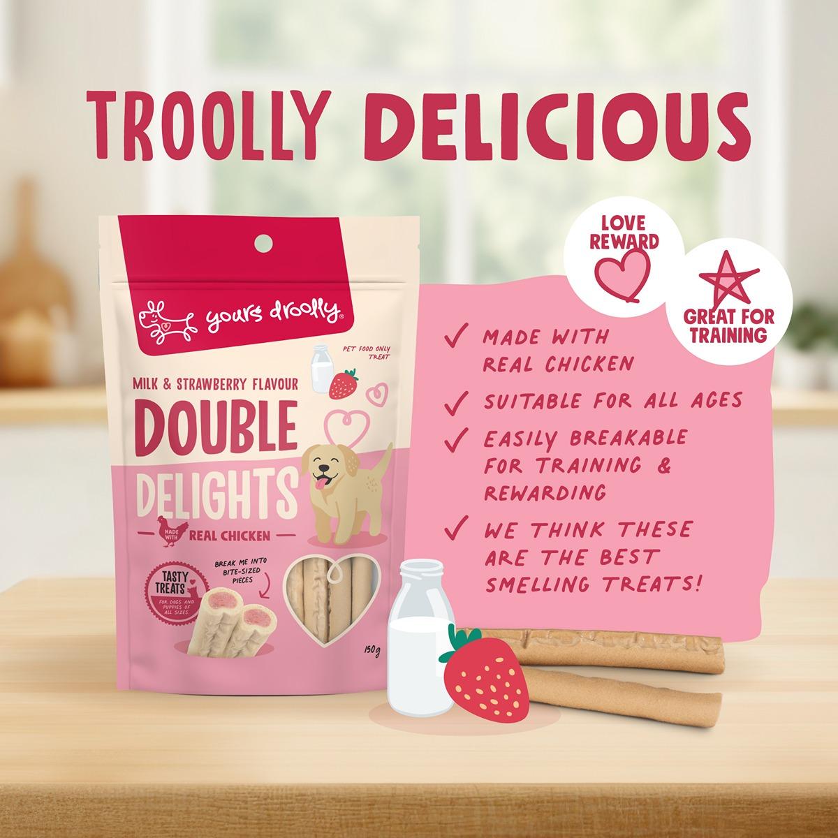 Yours Droolly Double Delights Milk & Strawberry Treats