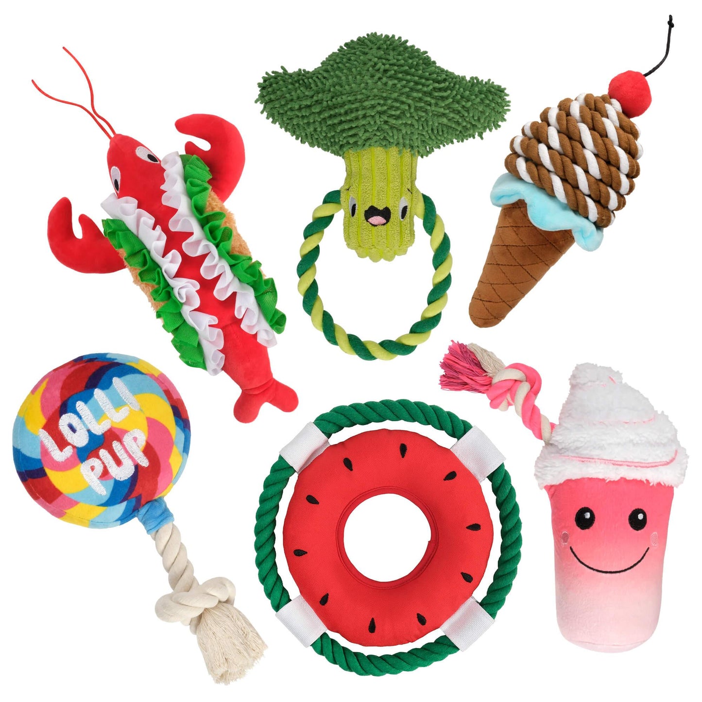 Snack Time Broccoli Plush Rope Toy