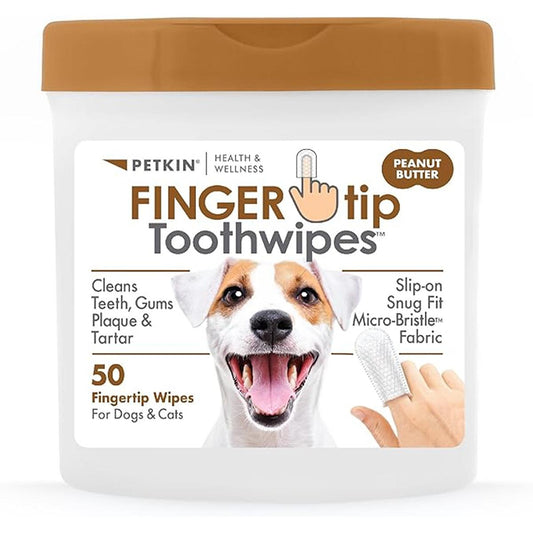 Petkin Fingertip Tooth Wipes- Peanut Butter