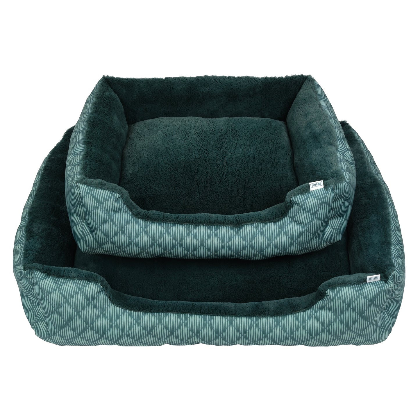 Lexi & Me Large/Extra Large Bolster Dog Bed Green Quilt