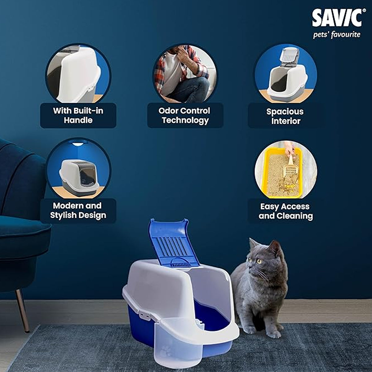 Savic Nestor Hooded Cat Litter Tray