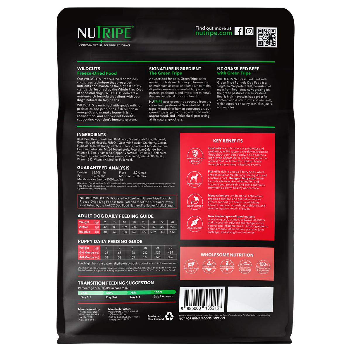 NUTRIPE Wildcuts Beef With Green Tripe Freeze-Dried Dog Food
