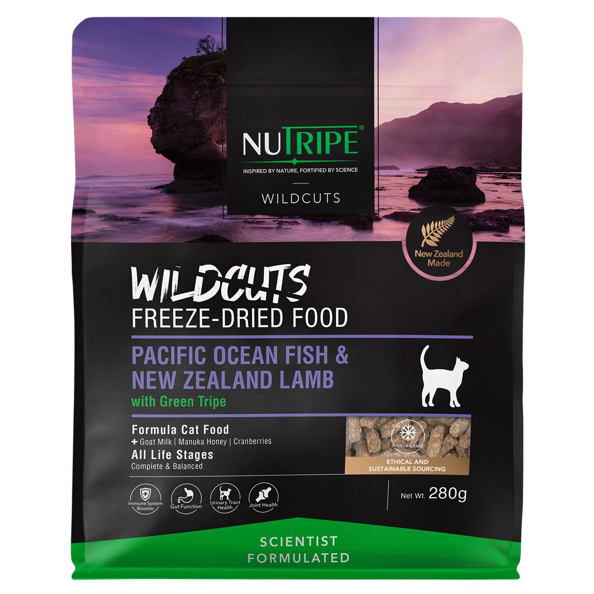 NUTRIPE Wildcuts Fish & Lamb With Green Tripe Freeze-Dried Cat Food