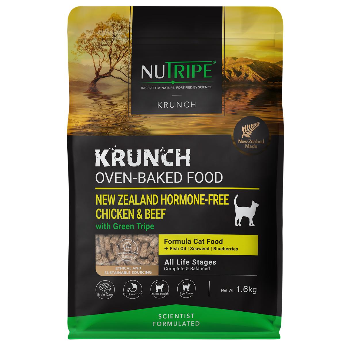 NUTRIPE Krunch Chicken & Beef With Green Tripe Oven-Baked Cat Food