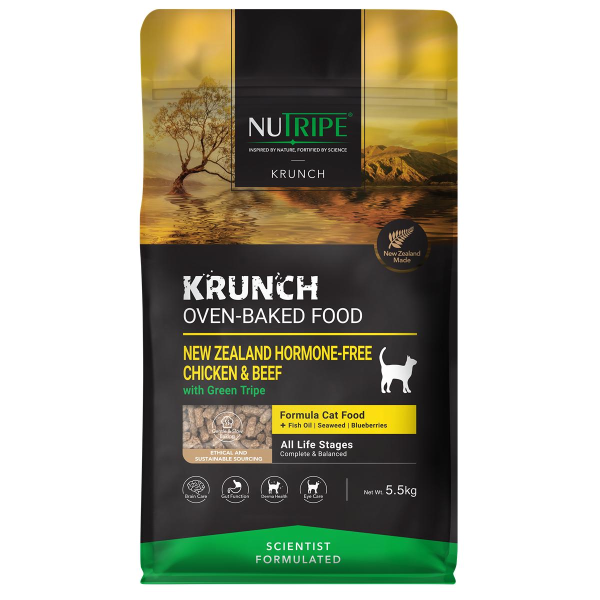 NUTRIPE Krunch Chicken & Beef With Green Tripe Oven-Baked Cat Food