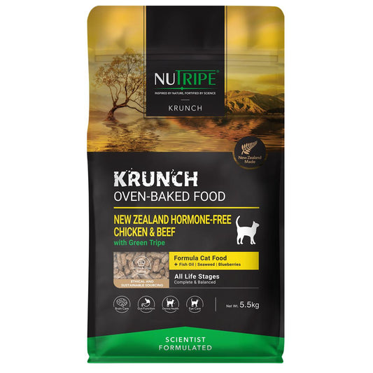 NUTRIPE Krunch Chicken & Beef With Green Tripe Oven-Baked Cat Food