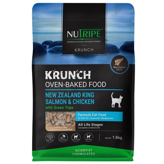 NUTRIPE Krunch Salmon & Chicken With Green Tripe Oven-Baked Cat Food