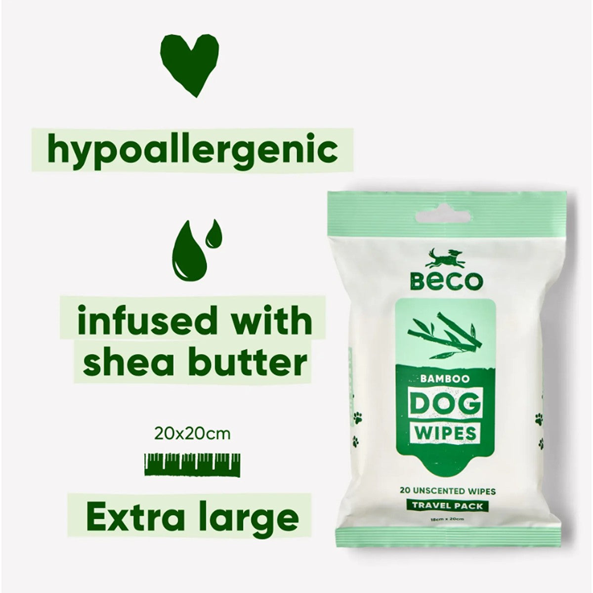 Beco Bamboo Unscented Travel Wipes