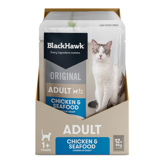 Black Hawk Original Chicken & Seafood in Gravy Wet Cat Food