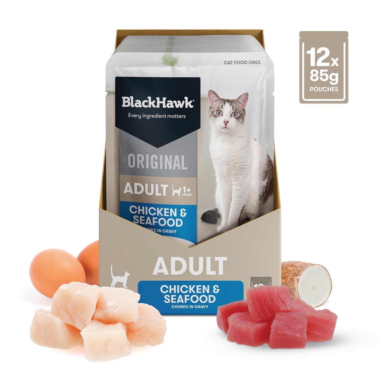 Black Hawk Original Chicken & Seafood in Gravy Wet Cat Food