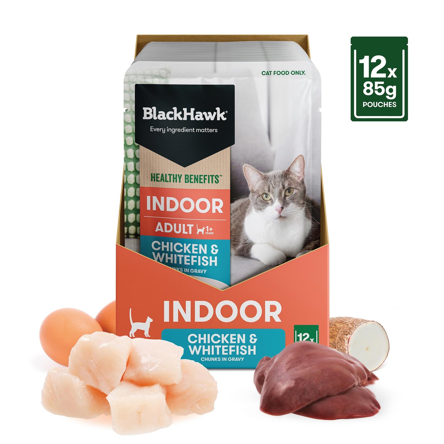Black Hawk Healthy Benefits Indoor Chicken & Fish Wet Cat Food