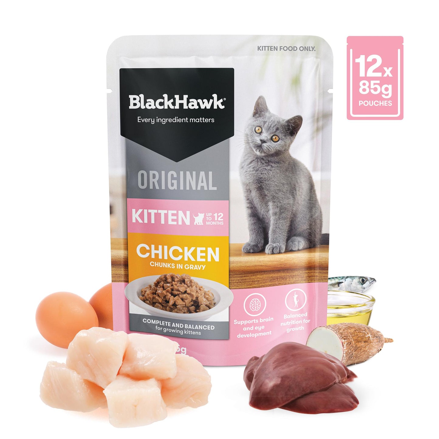 Black Hawk Original Kitten Chicken in Gravy Wet Cat Food