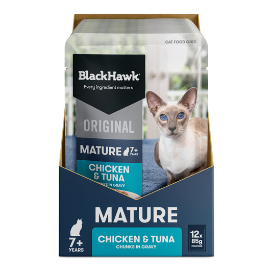 Black Hawk Original Mature 7+ Chicken & Tuna in Gravy Wet Cat Food