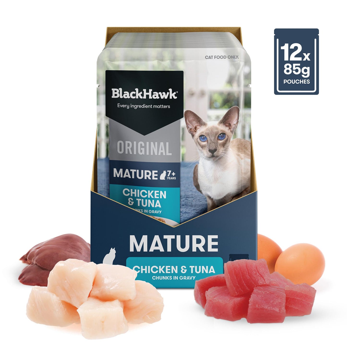 Black Hawk Original Mature 7+ Chicken & Tuna in Gravy Wet Cat Food