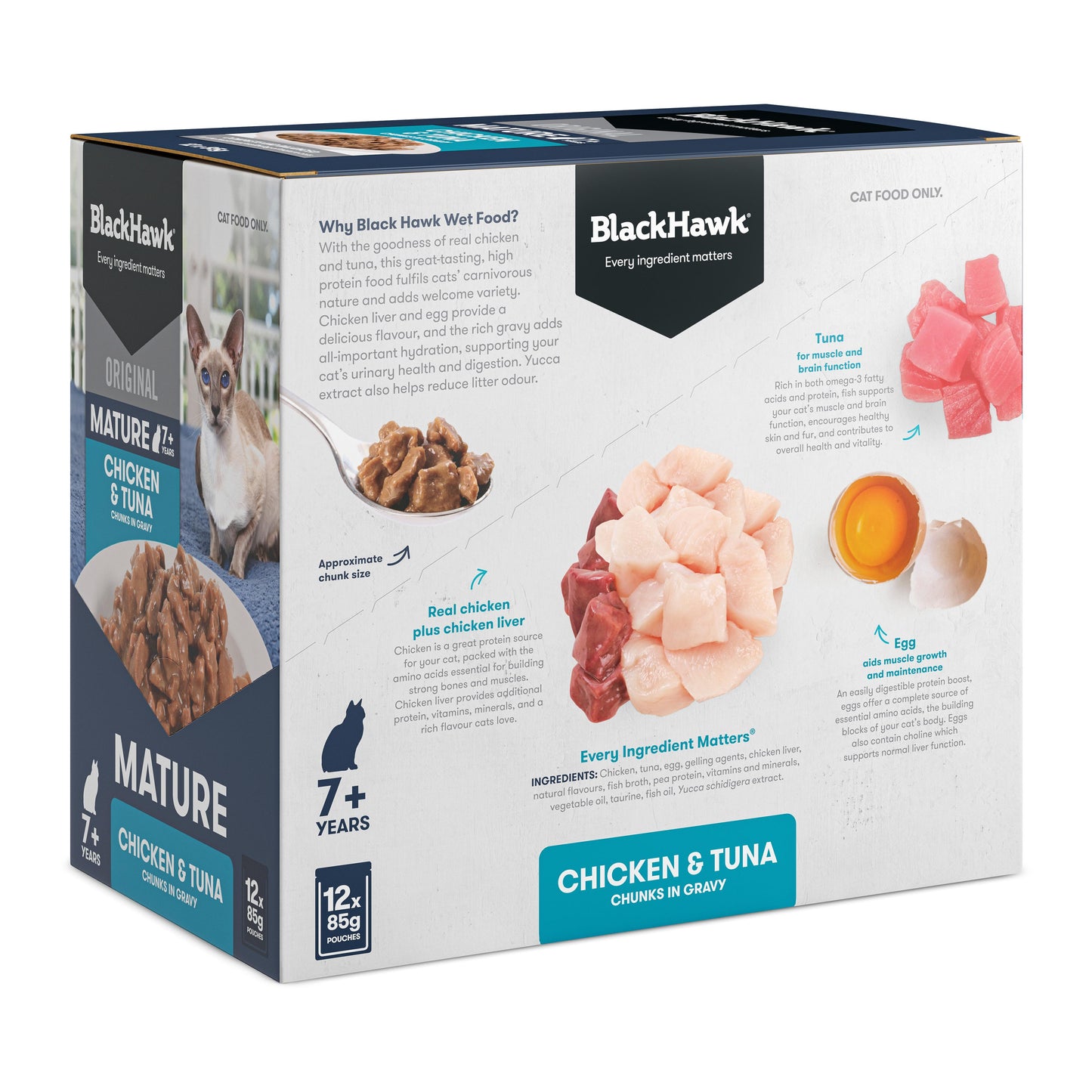 Black Hawk Original Mature 7+ Chicken & Tuna in Gravy Wet Cat Food