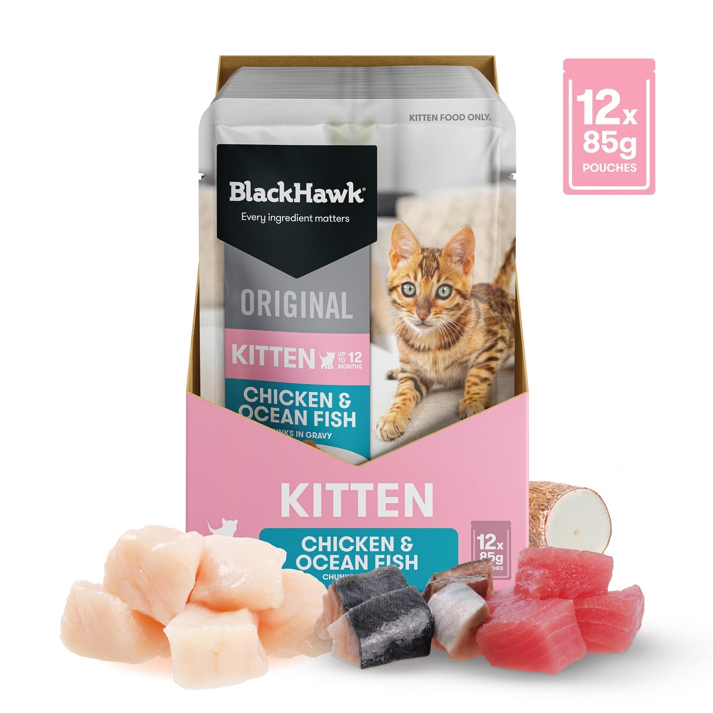 Black Hawk Original Kitten Chicken & Fish in Gravy Wet Cat Food