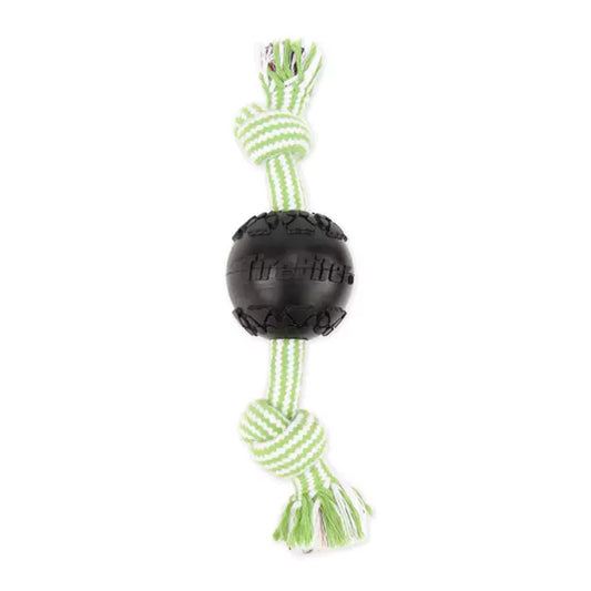 Mammoth TireBiter Treat Ball with Rope Dog Toy