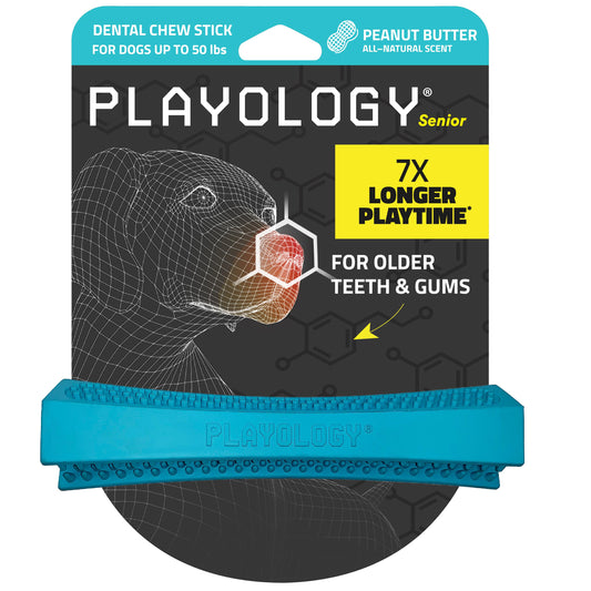 Playology Senior Dog Dental Stick Toy - Peanut Butter