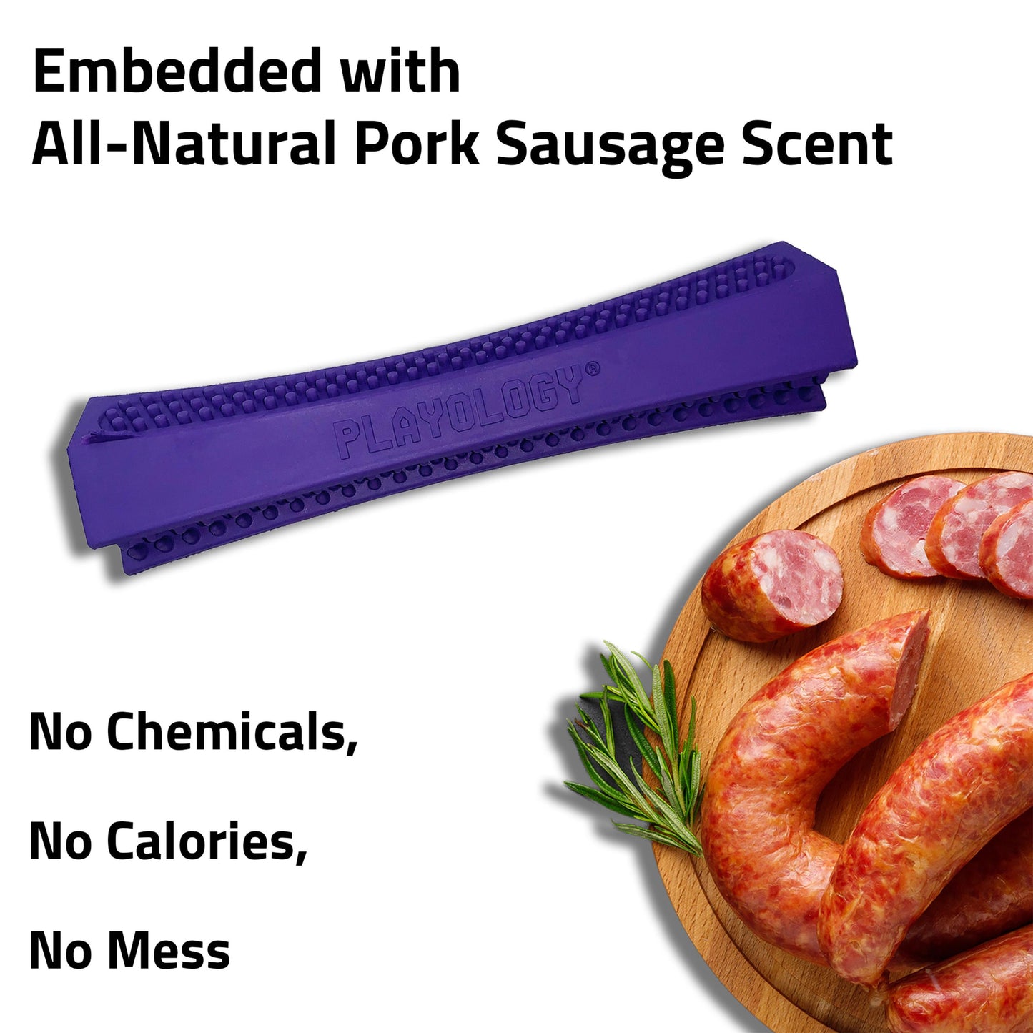 Playology Senior Dog Dental Stick Toy - Pork Sausage