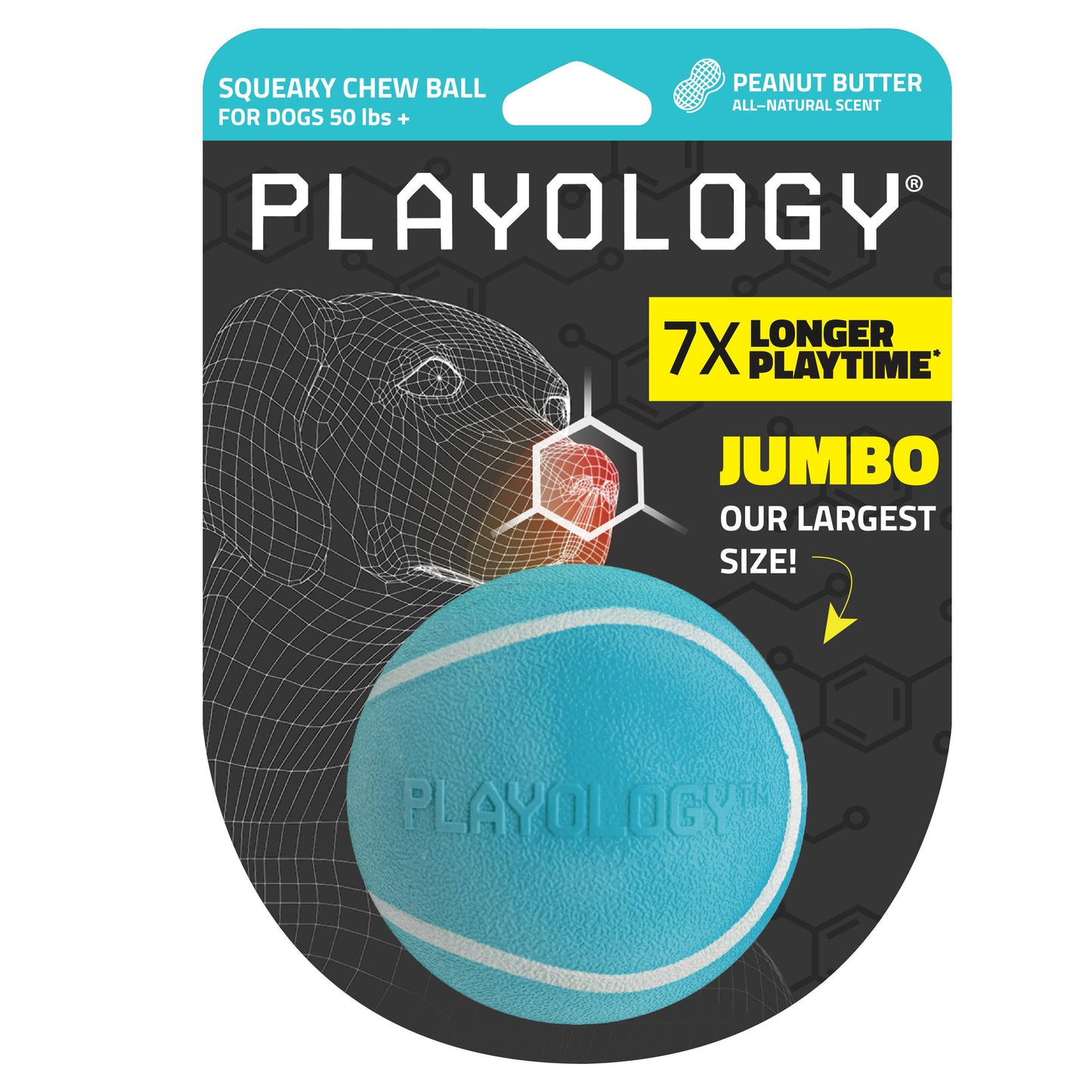 Playology Squeaky Chew Ball Toy - Peanut Butter