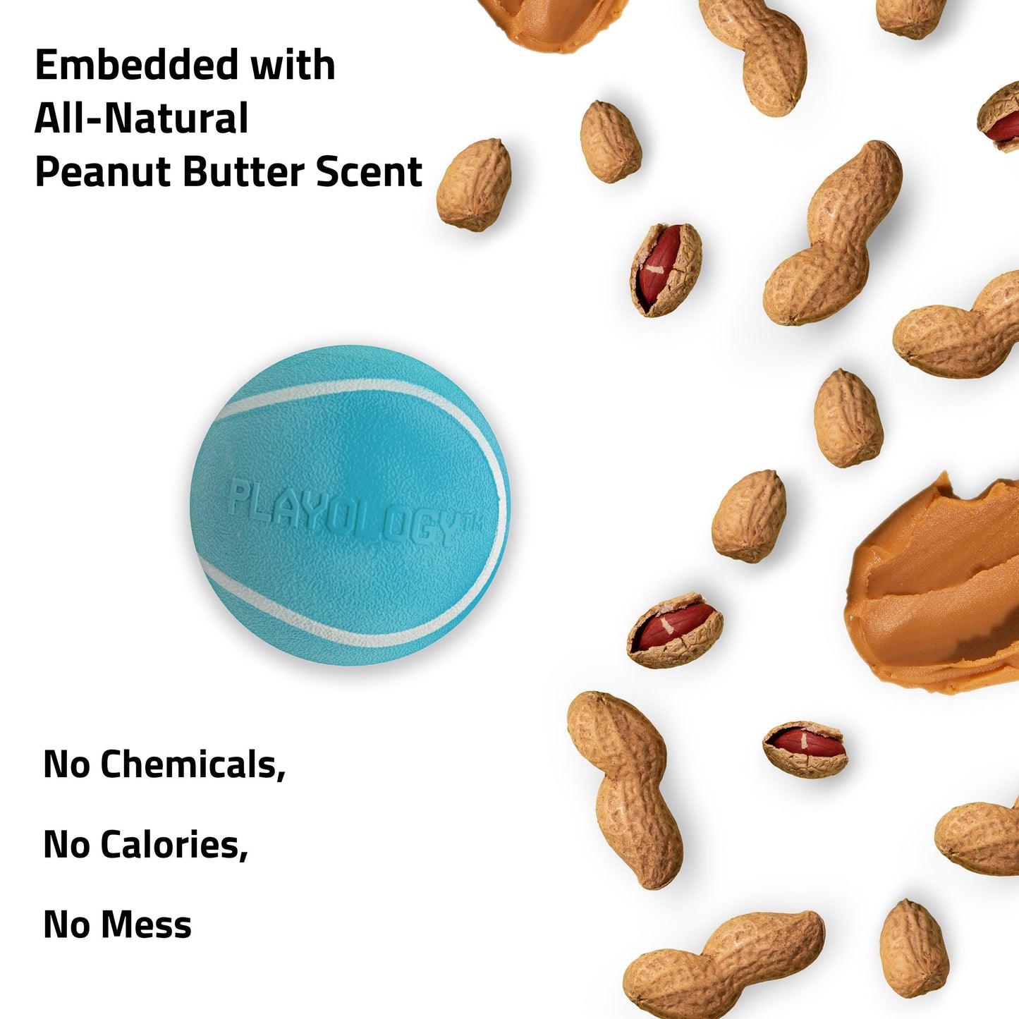 Playology Squeaky Chew Ball Toy - Peanut Butter