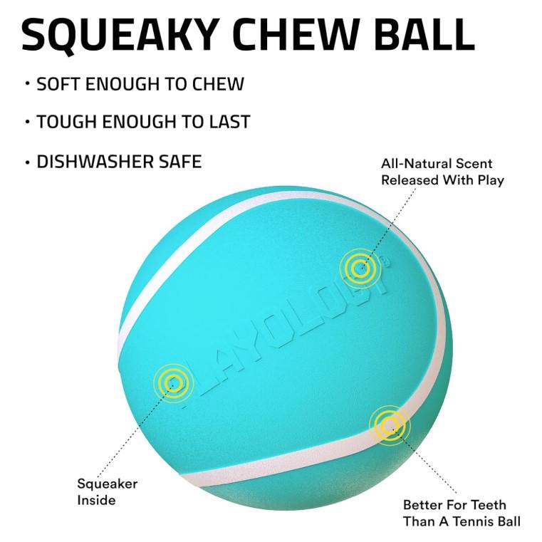 Playology Squeaky Chew Ball Toy - Peanut Butter