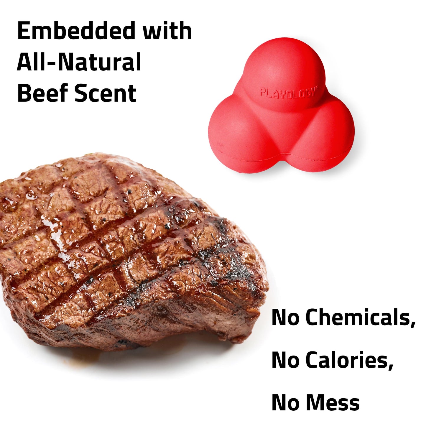 Playology Squeaky Bounce Ball Toy - Beef