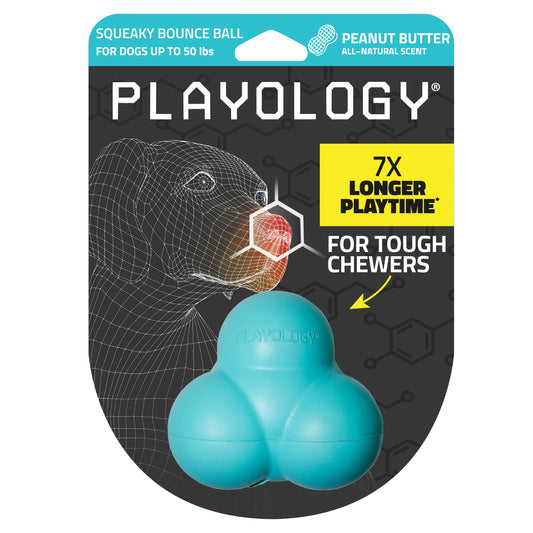 Playology Squeaky Bounce Ball Toy - Peanut Butter