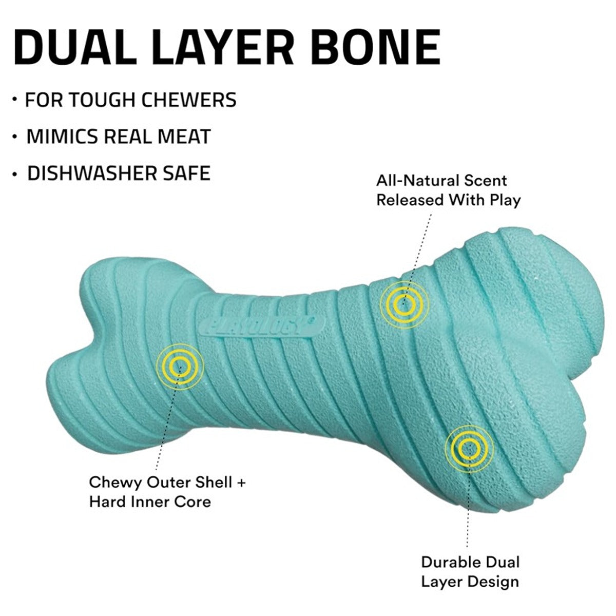Playology Dual Layer Bone Toy - Peanut Butter