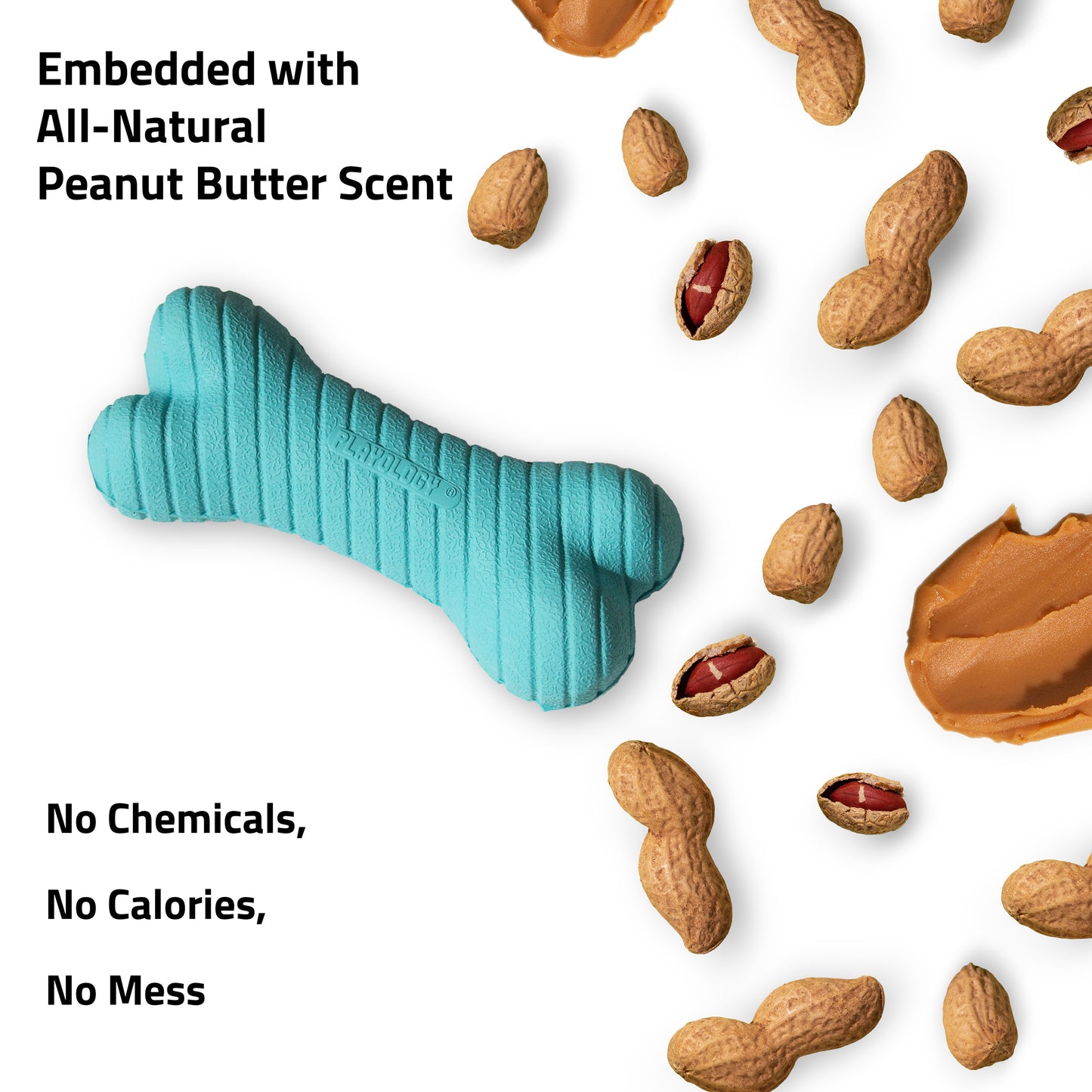 Playology Dual Layer Bone Toy - Peanut Butter