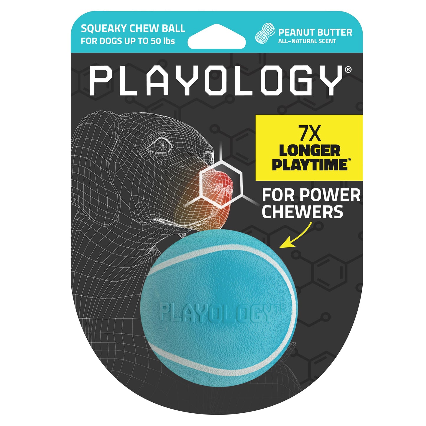 Playology Squeaky Chew Ball Toy - Peanut Butter