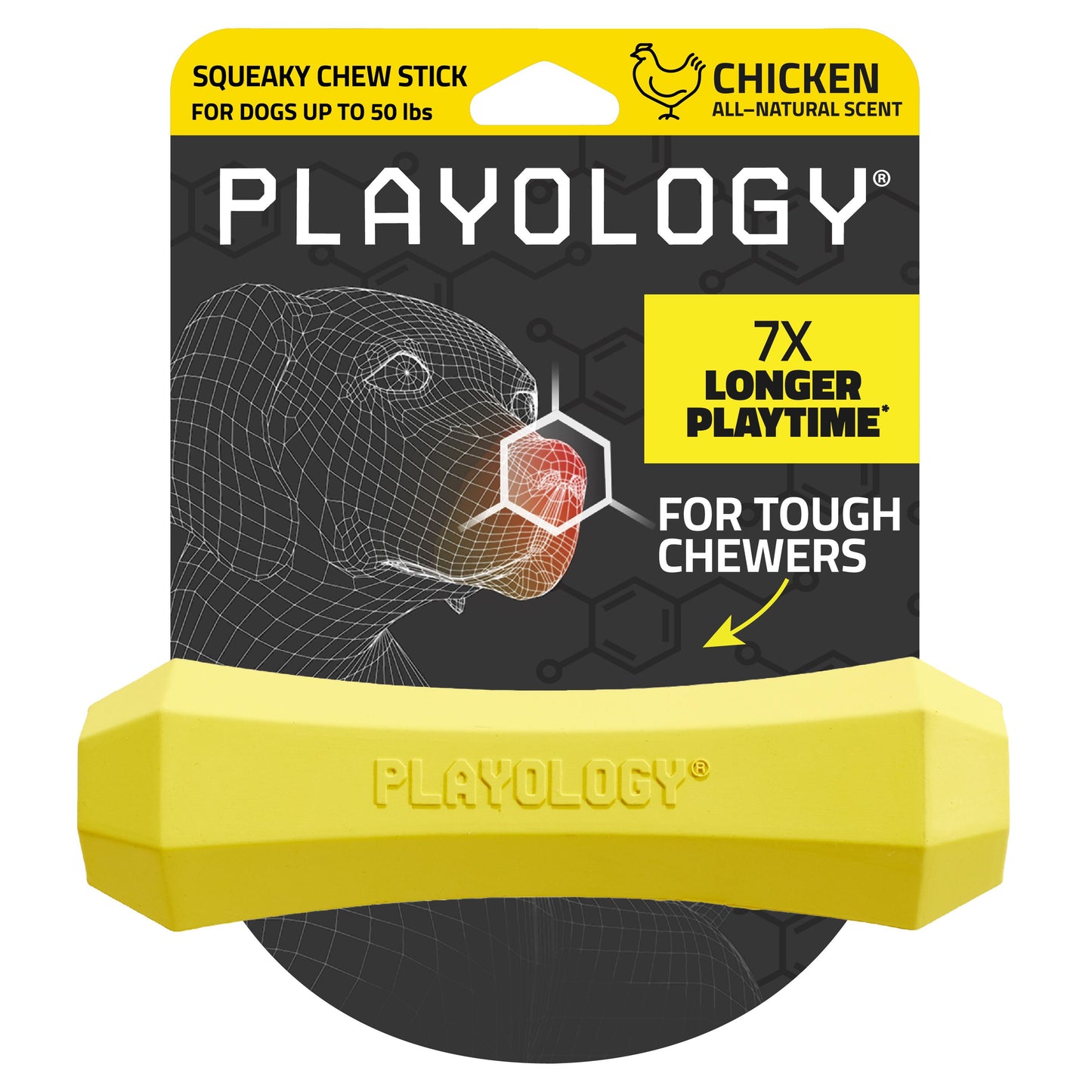 Playology Squeaky Chew Stick Toy- Chicken
