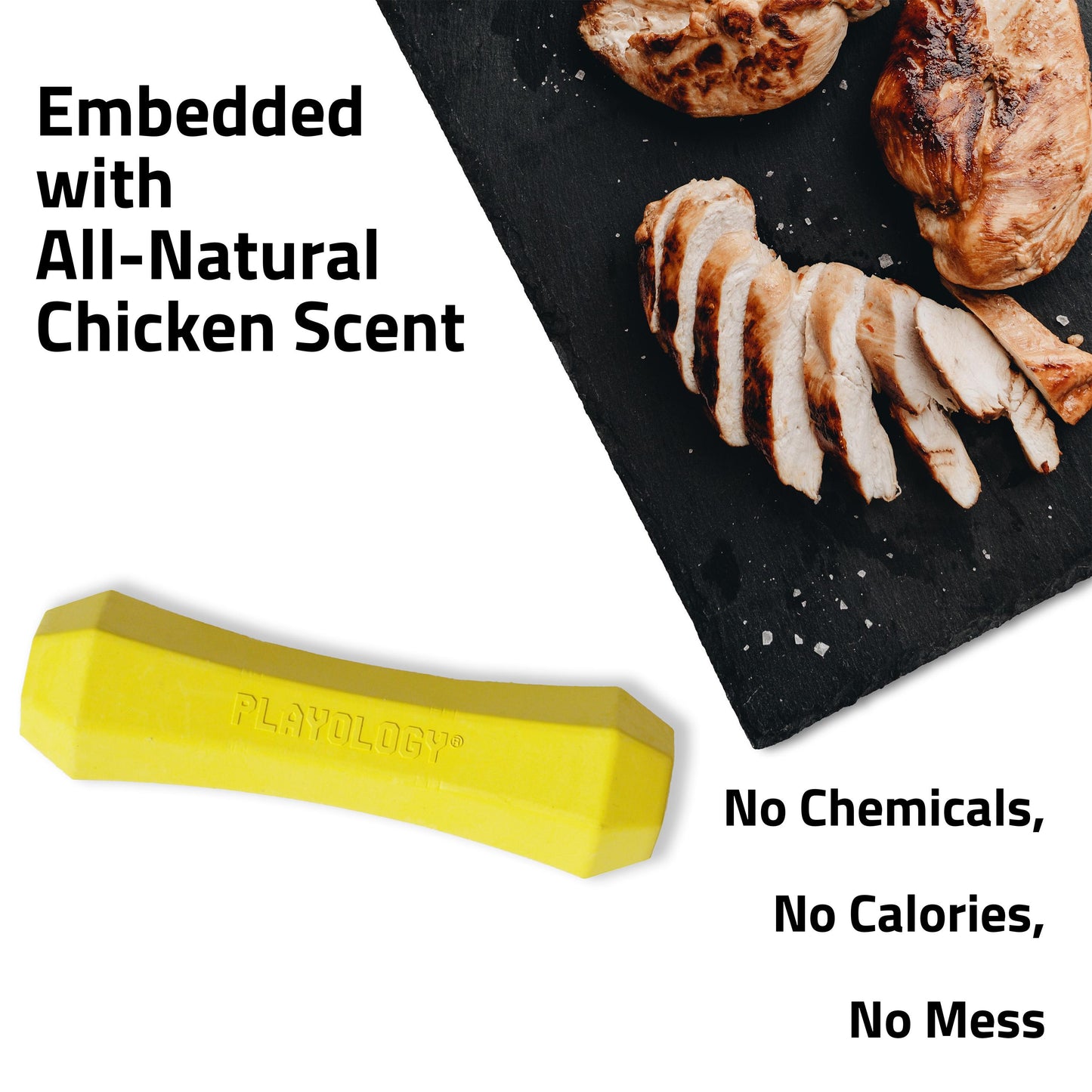 Playology Squeaky Chew Stick Toy- Chicken