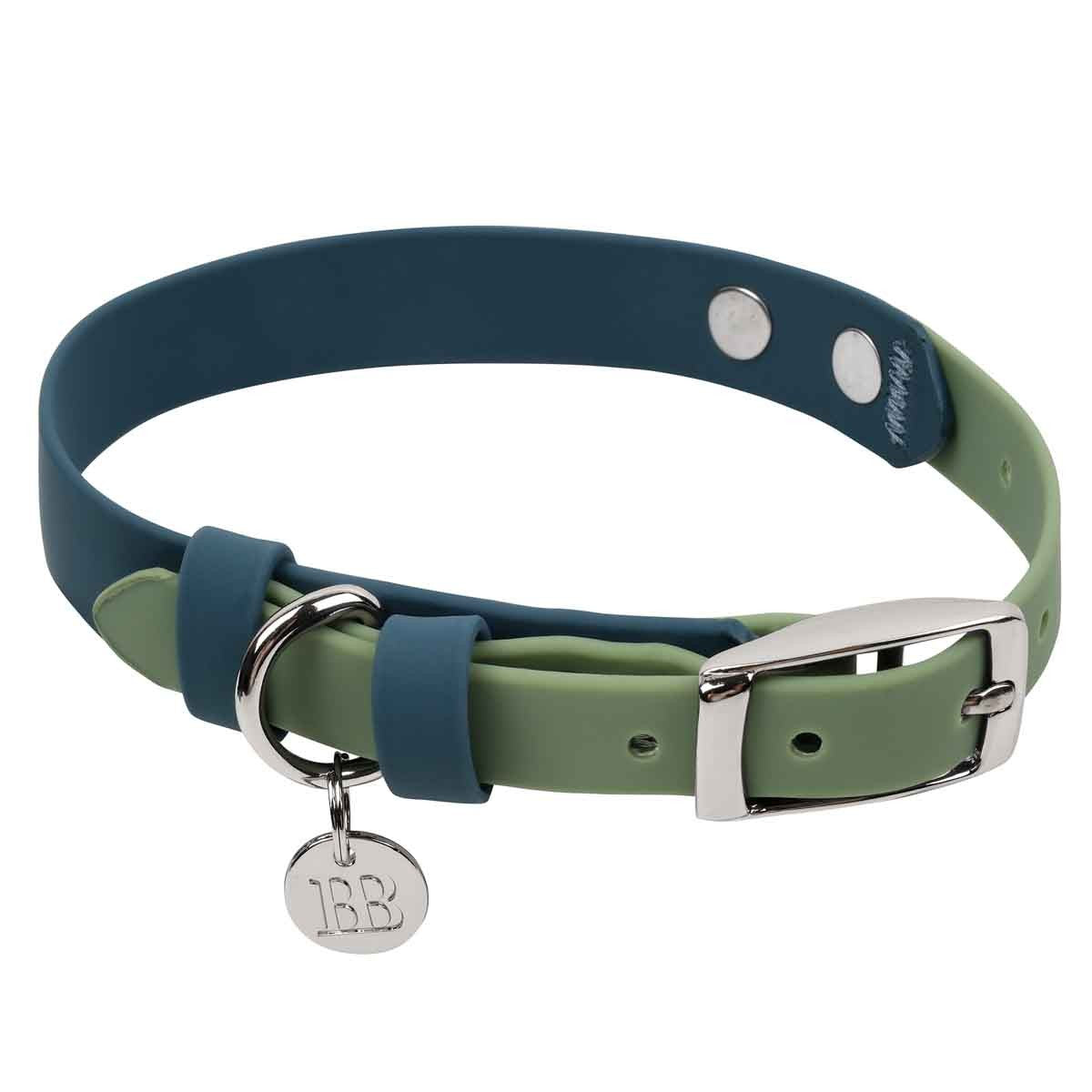 Buddy & Belle Dog Collar Saltbush Green & Lagoon Blue