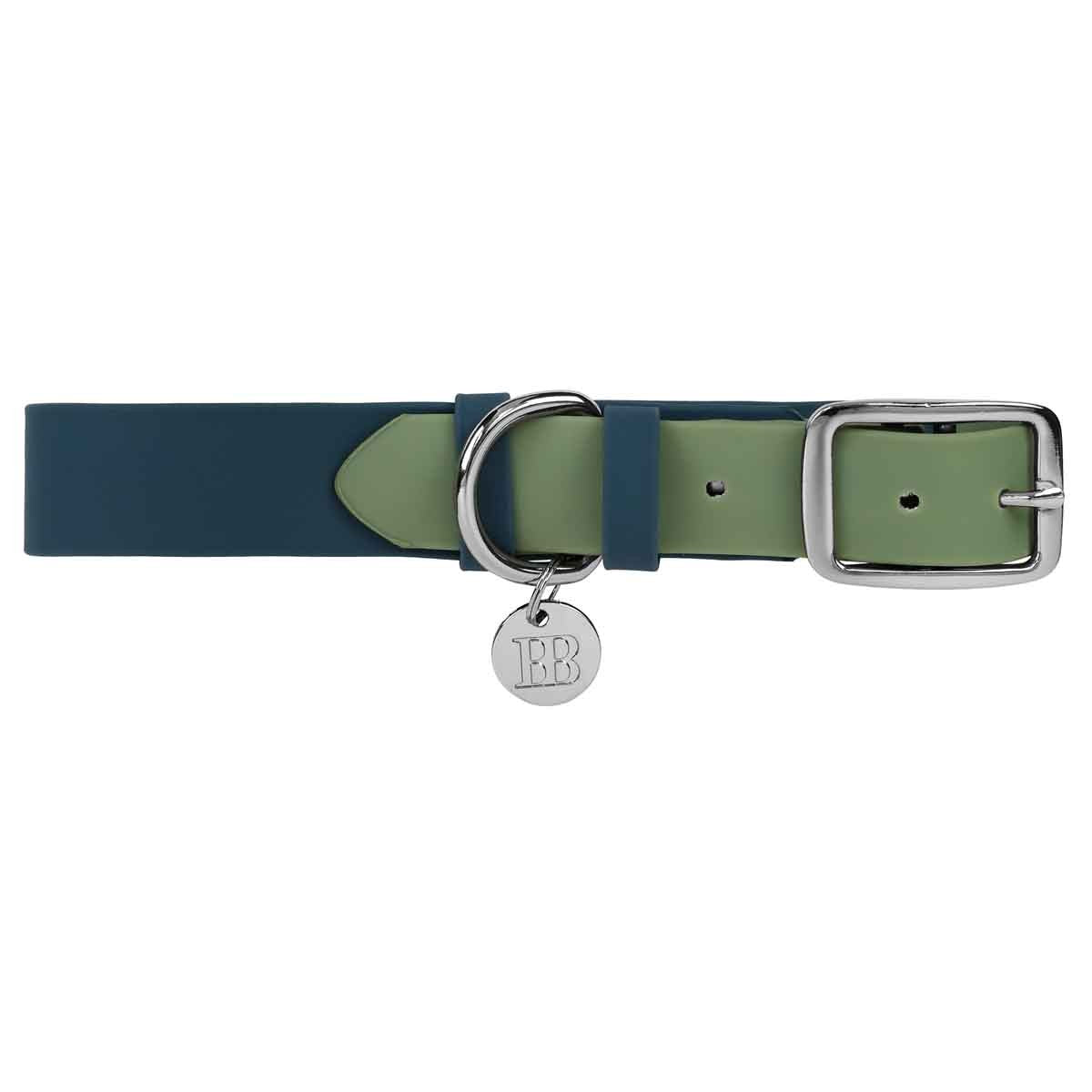 Buddy & Belle Dog Collar Saltbush Green & Lagoon Blue