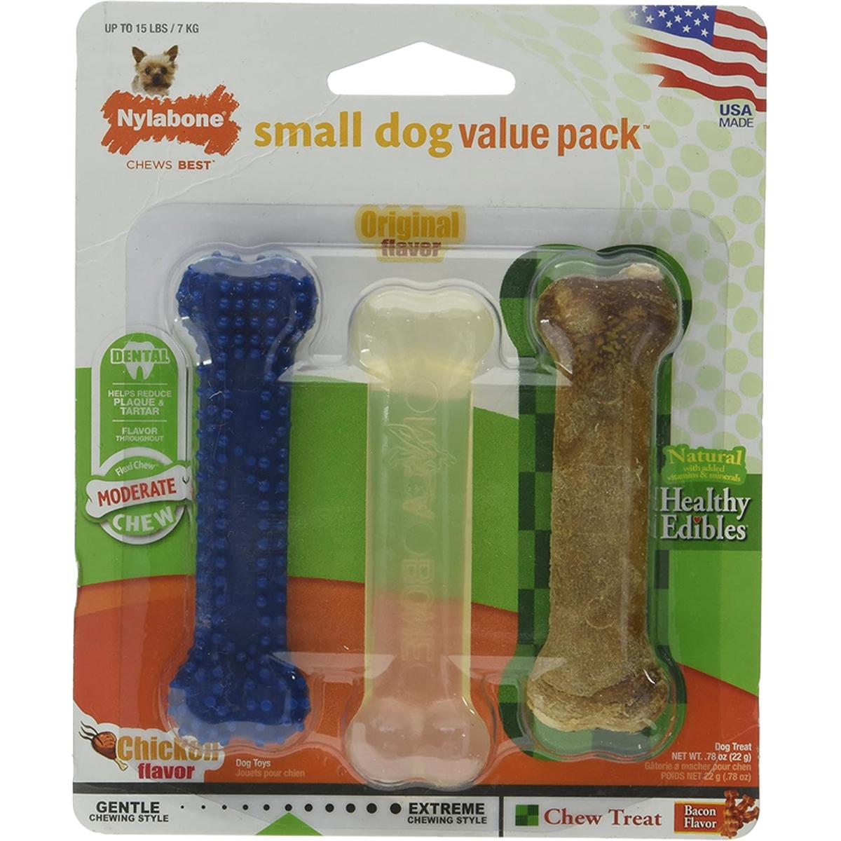 Nylabone Flexi Chew & Healthy Edibles Small Dog Toy Pack