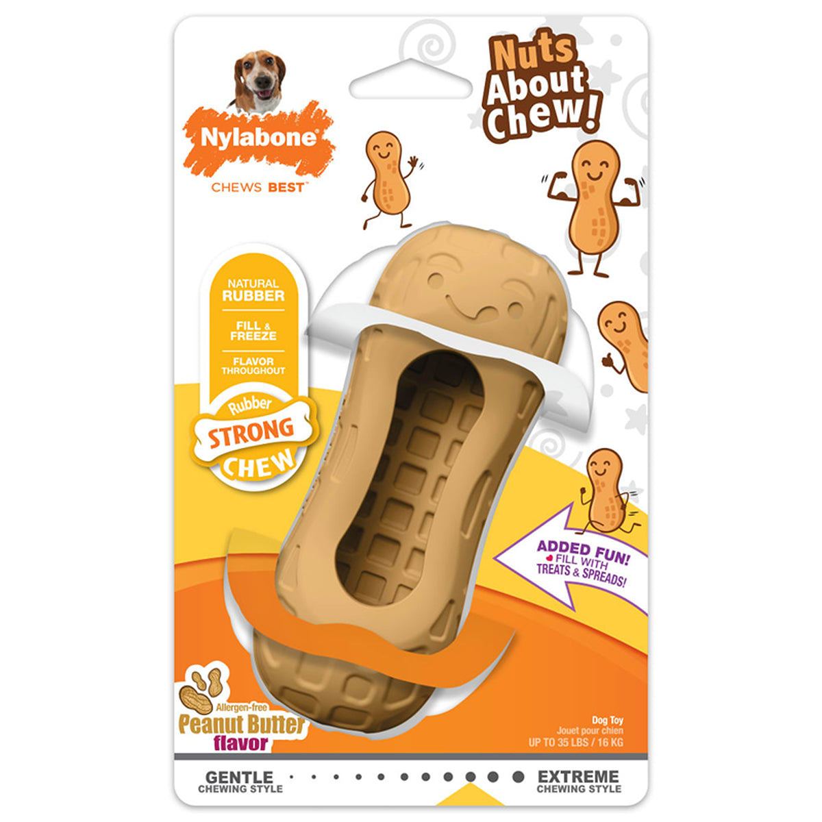 Nylabone Fillable Peanut Treat Strong Chew Dog Toy