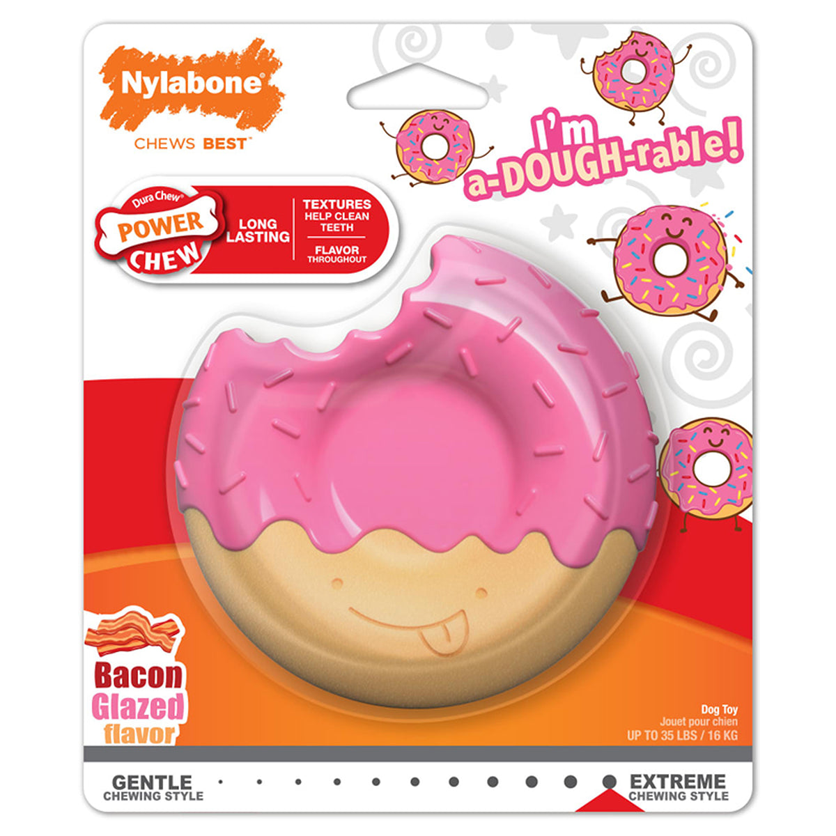 Nylabone Power Chew Donut Bacon Glazed Dog Toy