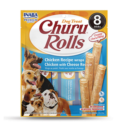 Inaba Dog Churu Rolls Chicken with Cheese Recipe Dog Treat