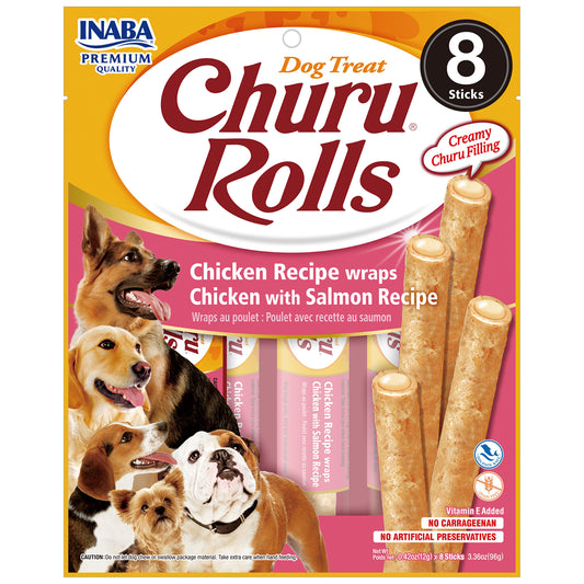 Inaba Dog Churu Rolls Chicken with Salmon Recipe Dog Treats