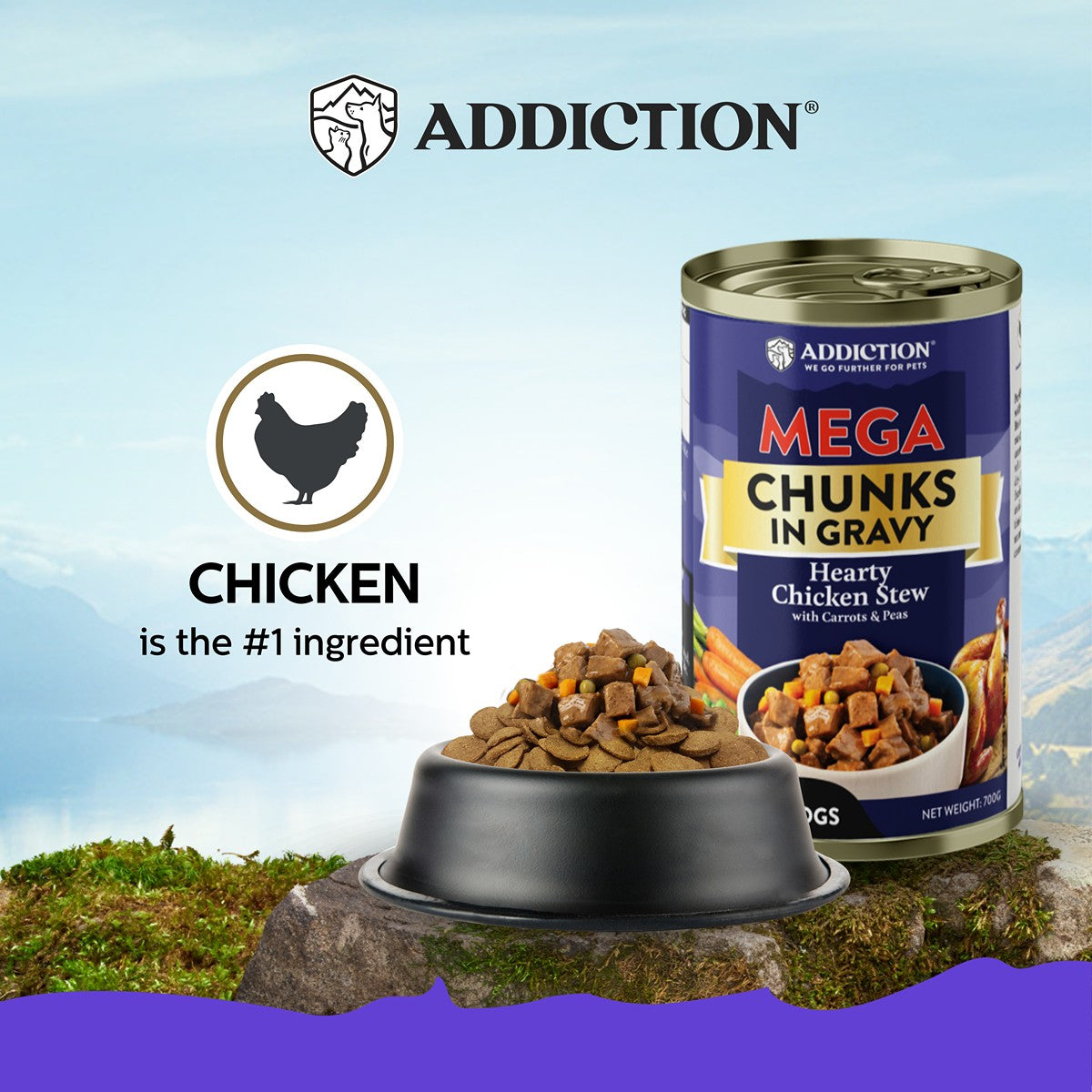 Addiction MEGA Hearty Chicken Stew Gravy Wet Dog Food