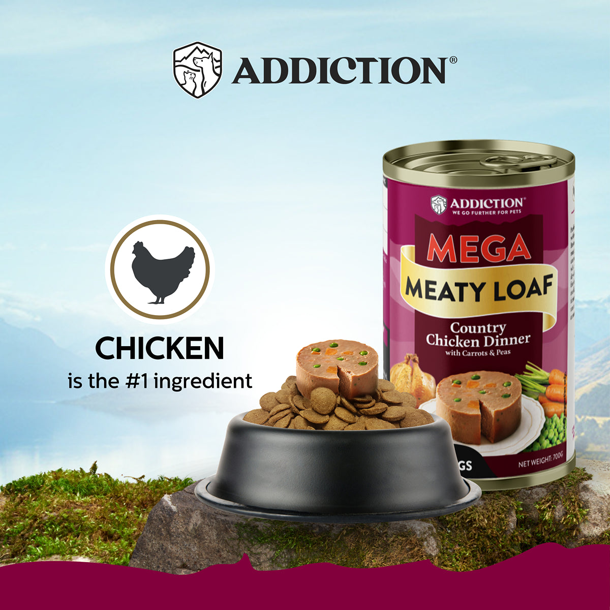 Addiction MEGA Country Chicken Dinner Loaf Wet Dog Food