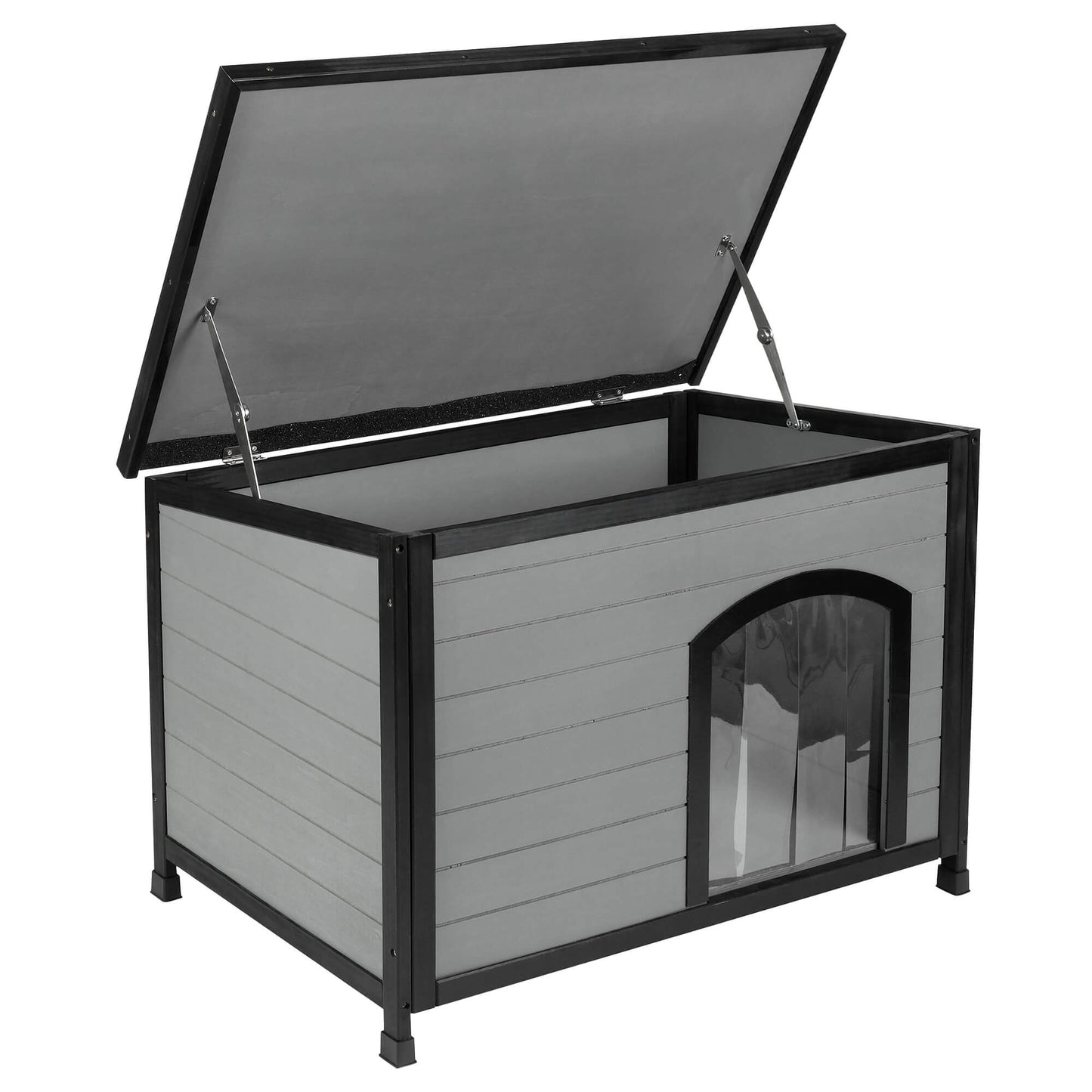 Lexi & Me Outdoor Wooden Dog Kennel Grey/Black