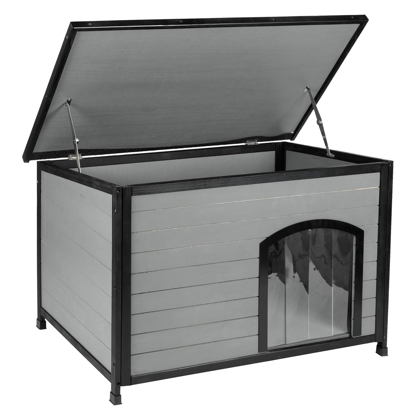 Lexi & Me Outdoor Wooden Dog Kennel Grey/Black