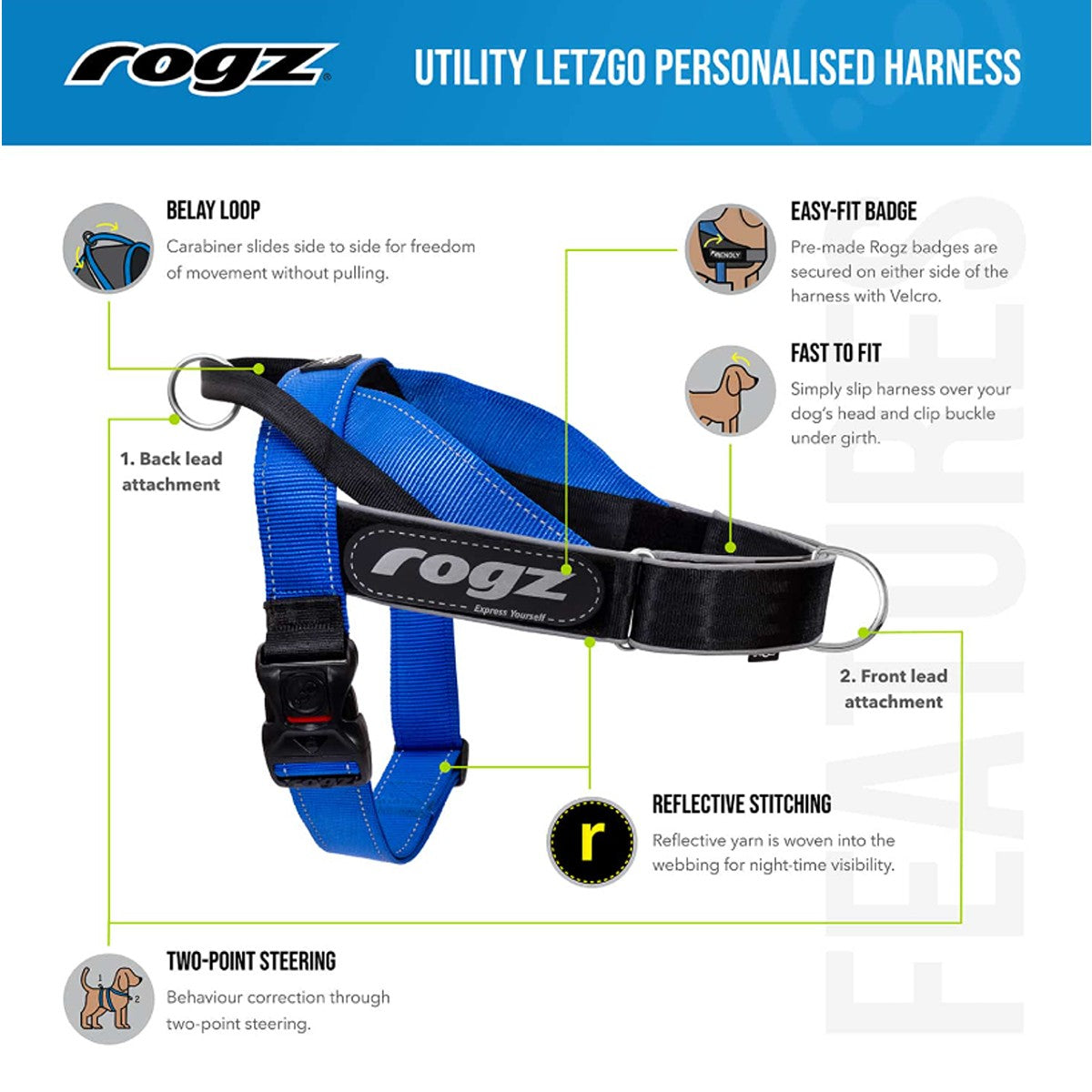 Rogz Utility LetzGo Personalised Dog Harness