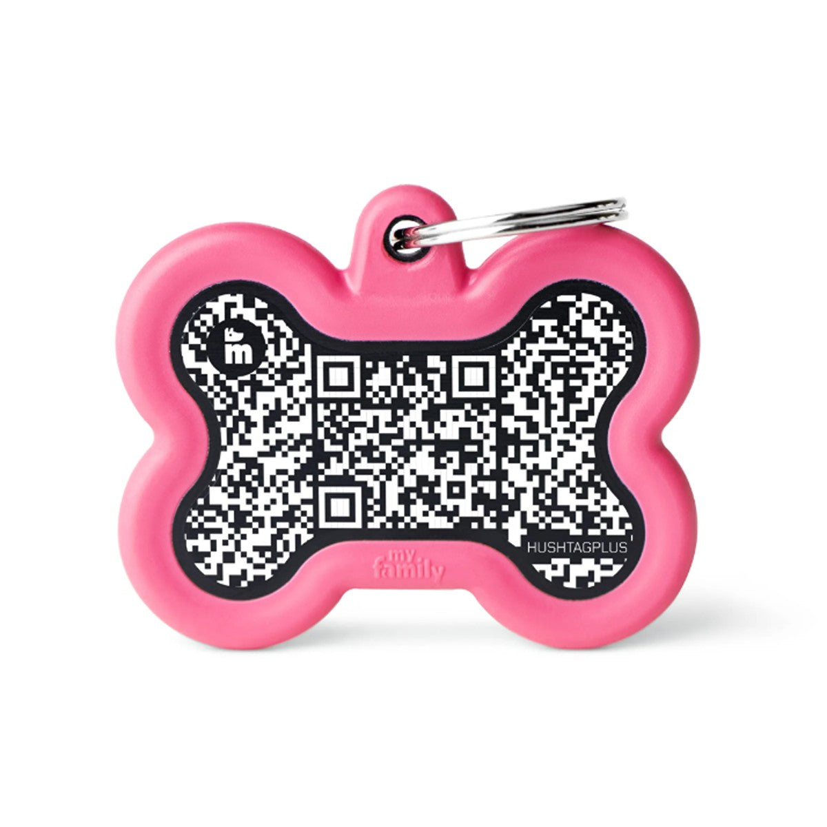 My Family QR Hushtag Bone Pet ID Tag